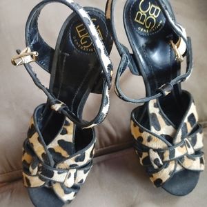 BCBG baby calf hair leopard heel 6 1/2 size 6.5.